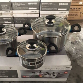 Bộ 3 nồi 2 đáy đẹp lung linh nhé đáy từ vung kính lẻ 530k - giá sỉ