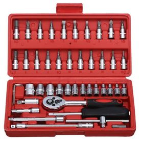 46 cái/bộ Thép Carbon Kết Hợp Bộ Cờ Lê Ổ Cắm Cờ Lê Vặn Vít Hộ Gia Đình Ô Tô Xe máy Công Cụ Sửa Chữa giá sỉ