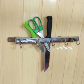 GIÁ TREO DAO KÈM TREO XOONG ĐỒ DÙNG PHÒNG BẾP INOX - 2 TRONG 1 giá sỉ