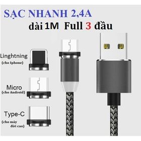 Giá ưu đãi Cáp sạc từ hút nam châm đầu Iphone micro USB Type C xoay 360 độ dây dùcó LED cao cấp giá sỉ